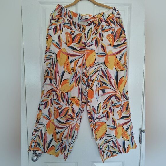 C&C California Wide Leg Pants Size Xl/TG Linen 100% - Picture 1 of 7